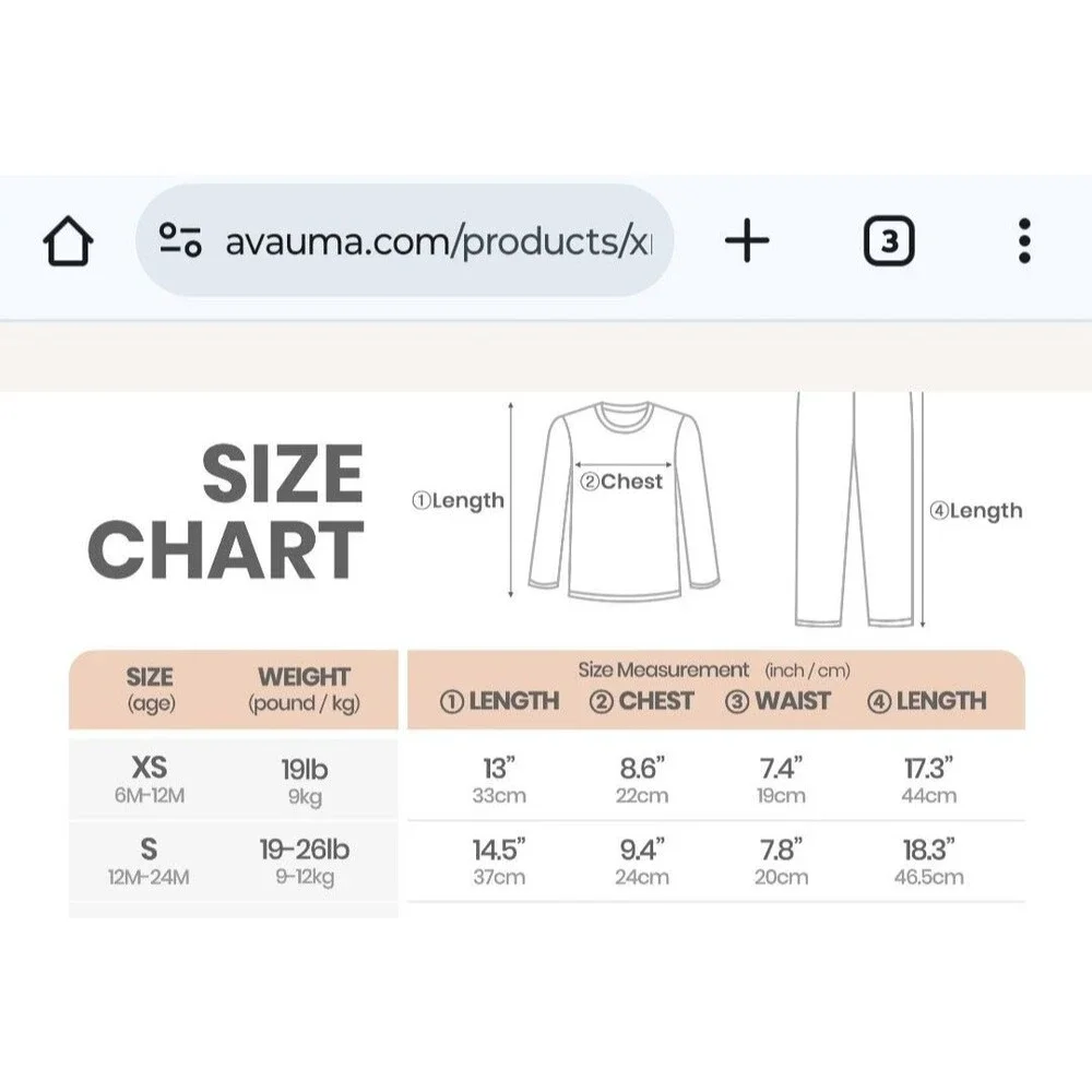 Avauma 2pc PJ Set sz XS/6-12M Infant Lot of 3 Pair Boy/Girl/Neutral